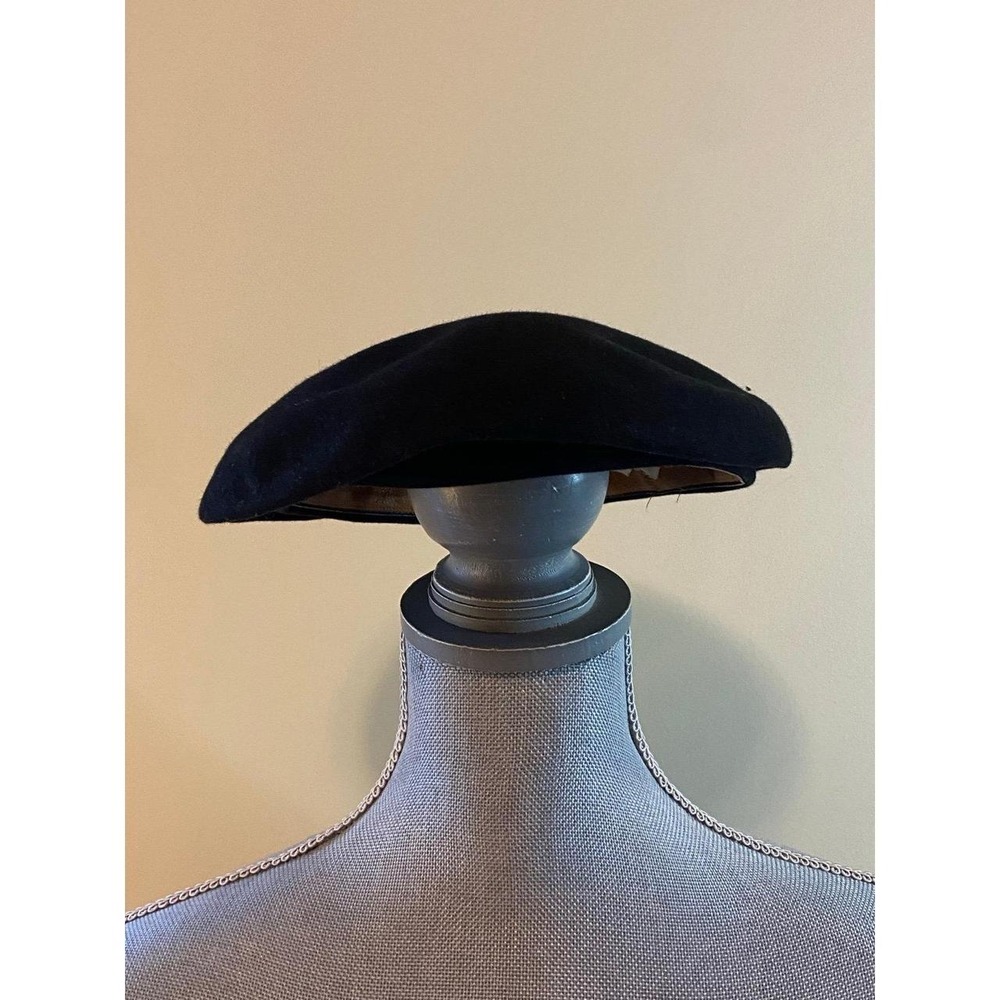 Stetson Hat Mistral Beret Flat 21.5" Black Wool Vintage Poet Core s23
